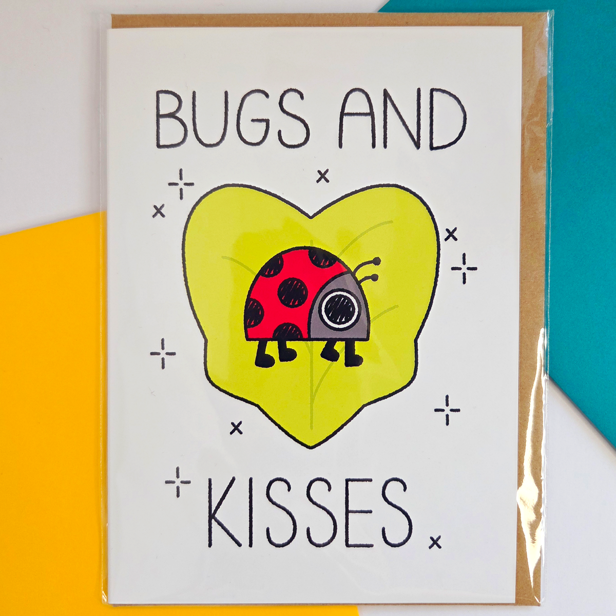 Bugs And Kisses Love Bug Greeting Card | Cute Bug Card