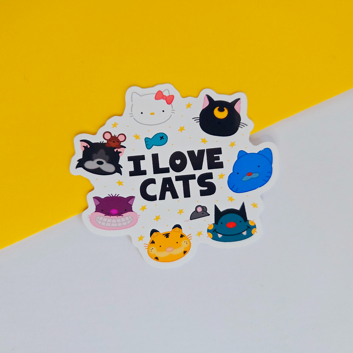 I Love Cats Sticker | Cute Nostalgic Animal Sticker